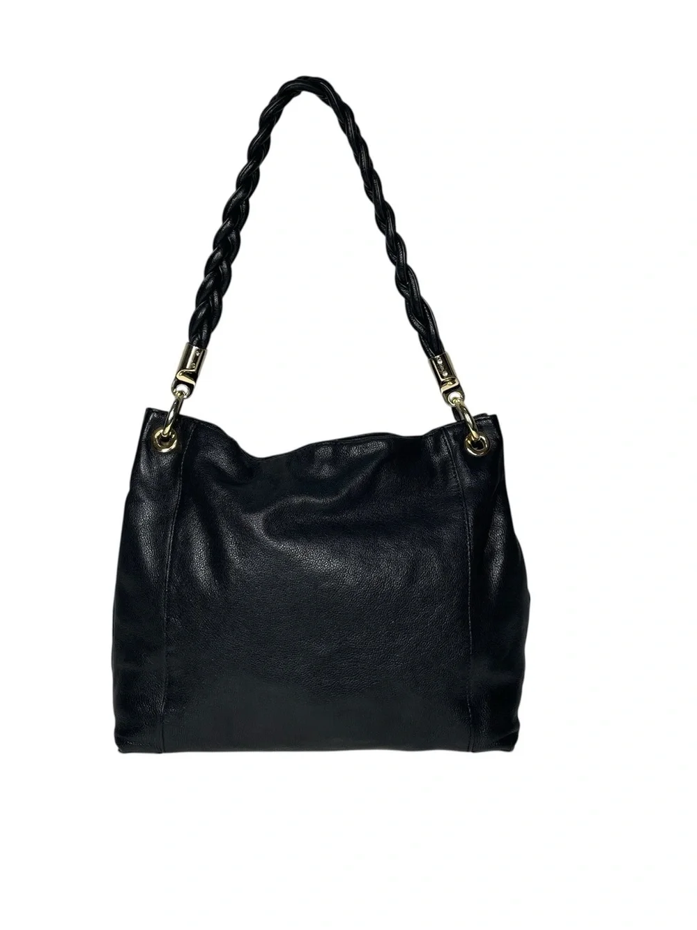 Michael Kors Naomi Hobo Slouchy Shoulder Bag Twist Braided Handle Black Leather